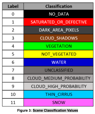 Sentinel-2 Scene Classification Values